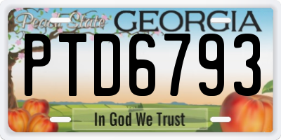 GA license plate PTD6793
