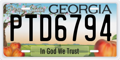 GA license plate PTD6794