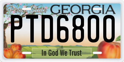 GA license plate PTD6800