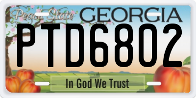 GA license plate PTD6802