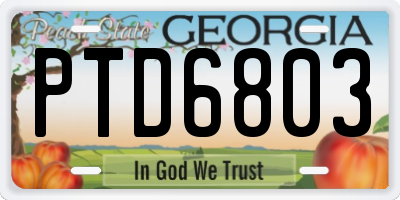 GA license plate PTD6803