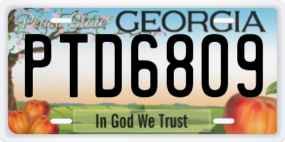 GA license plate PTD6809