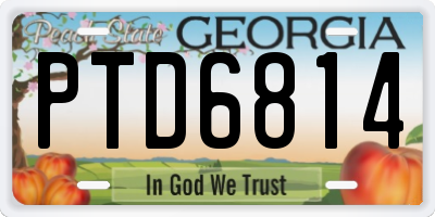 GA license plate PTD6814