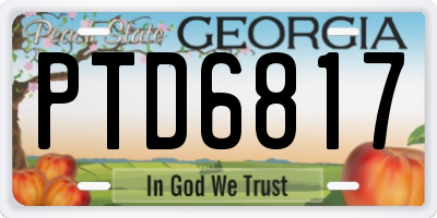 GA license plate PTD6817