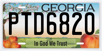 GA license plate PTD6820