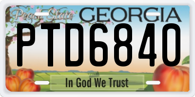 GA license plate PTD6840