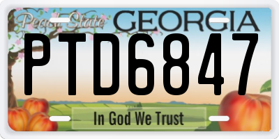 GA license plate PTD6847