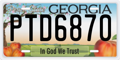 GA license plate PTD6870
