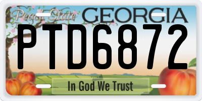 GA license plate PTD6872