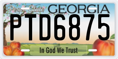 GA license plate PTD6875