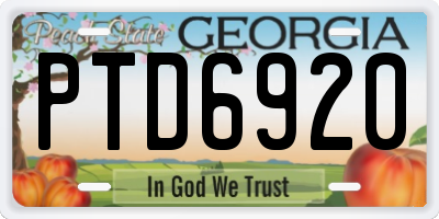 GA license plate PTD6920