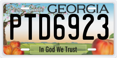 GA license plate PTD6923