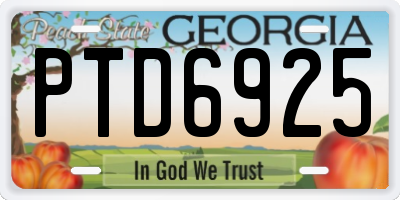 GA license plate PTD6925