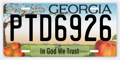 GA license plate PTD6926