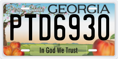 GA license plate PTD6930