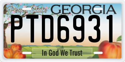 GA license plate PTD6931