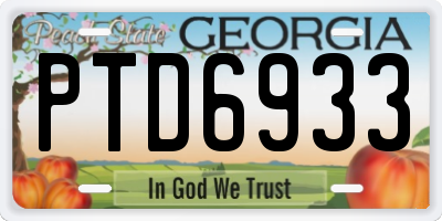 GA license plate PTD6933
