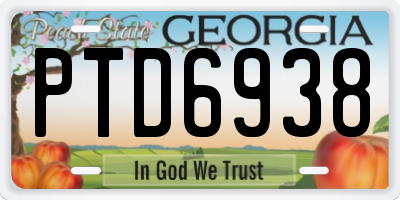 GA license plate PTD6938