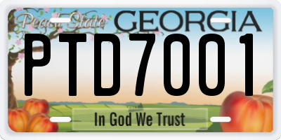 GA license plate PTD7001