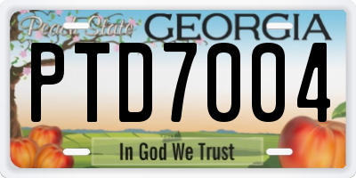 GA license plate PTD7004