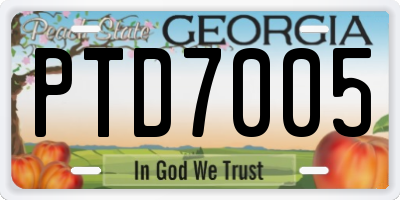 GA license plate PTD7005