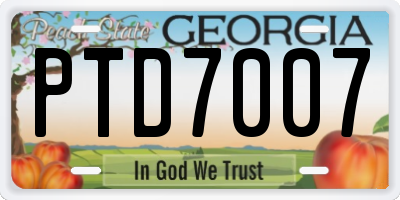 GA license plate PTD7007