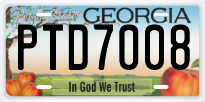 GA license plate PTD7008