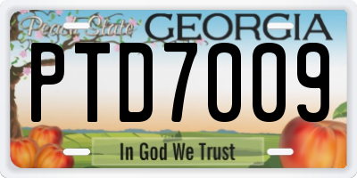 GA license plate PTD7009