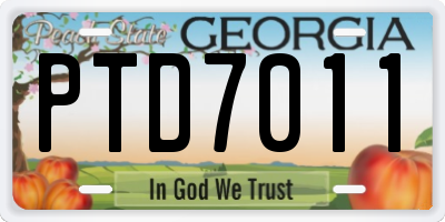 GA license plate PTD7011