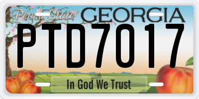GA license plate PTD7017