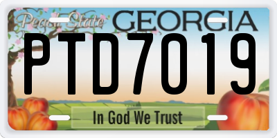 GA license plate PTD7019