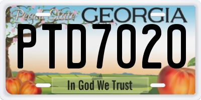 GA license plate PTD7020