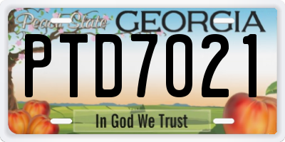 GA license plate PTD7021