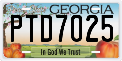 GA license plate PTD7025