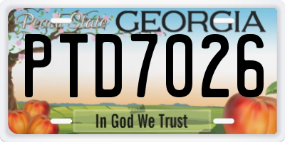 GA license plate PTD7026