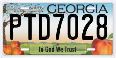 GA license plate PTD7028