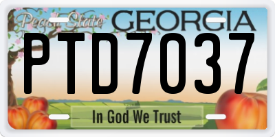 GA license plate PTD7037