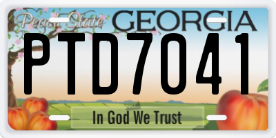 GA license plate PTD7041