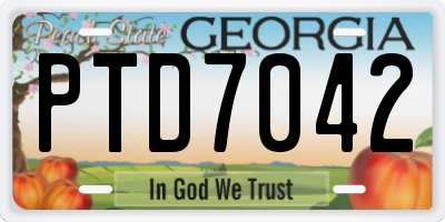 GA license plate PTD7042