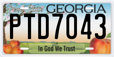 GA license plate PTD7043
