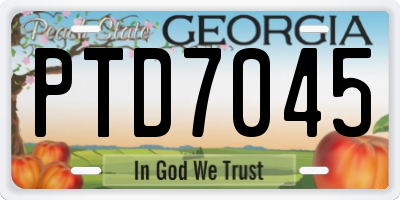 GA license plate PTD7045