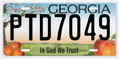 GA license plate PTD7049
