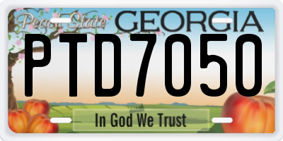 GA license plate PTD7050