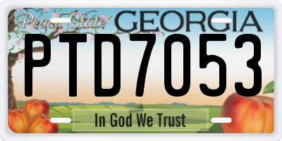 GA license plate PTD7053