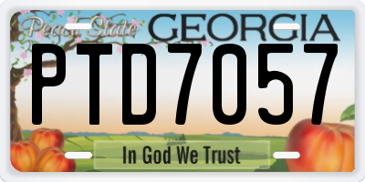 GA license plate PTD7057