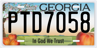 GA license plate PTD7058