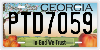 GA license plate PTD7059
