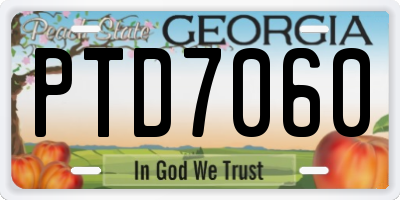 GA license plate PTD7060