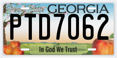 GA license plate PTD7062