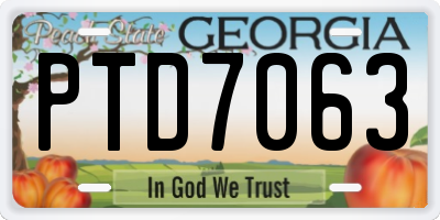 GA license plate PTD7063